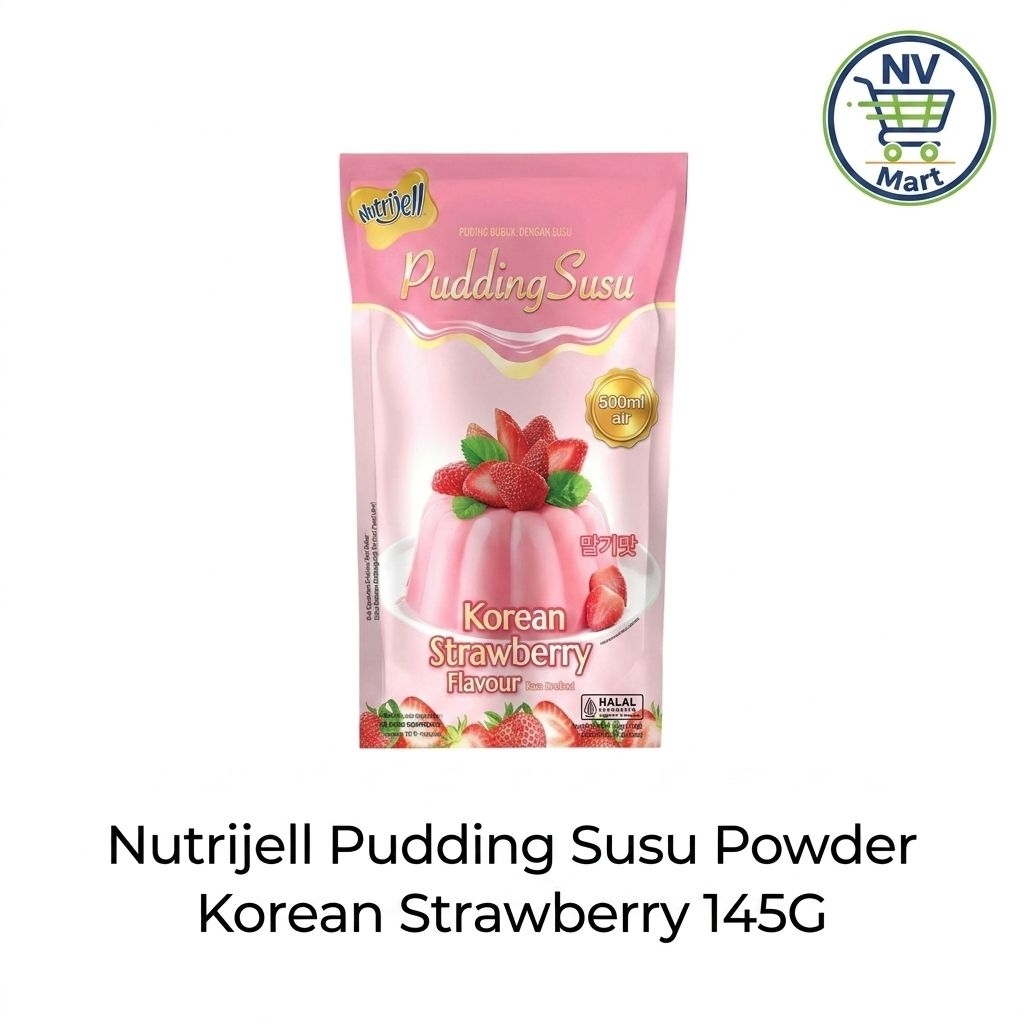 Nutrijell Pudding Susu Korean Strawberry 145gr - Puding Susu Instan Rasa Stroberi Korea
