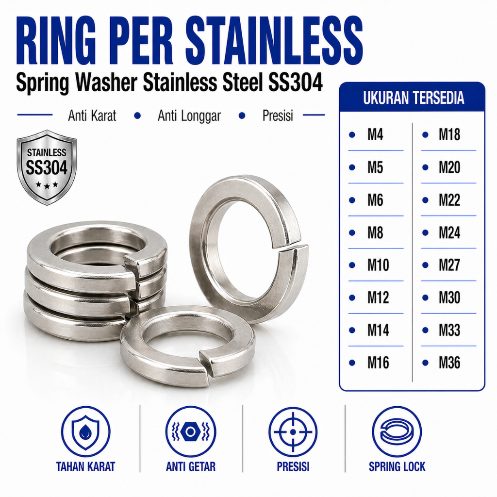 Ring Per M33 / Spring Washer M33 / WL M33 / Ring Per Stainless M33 SS304