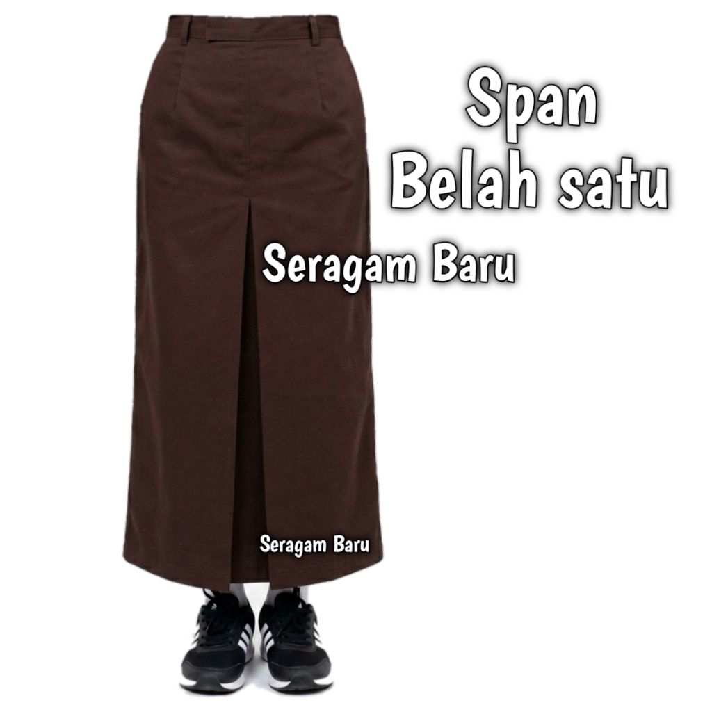 Seragam pramuka sma rok Span belah satu depan cokelat