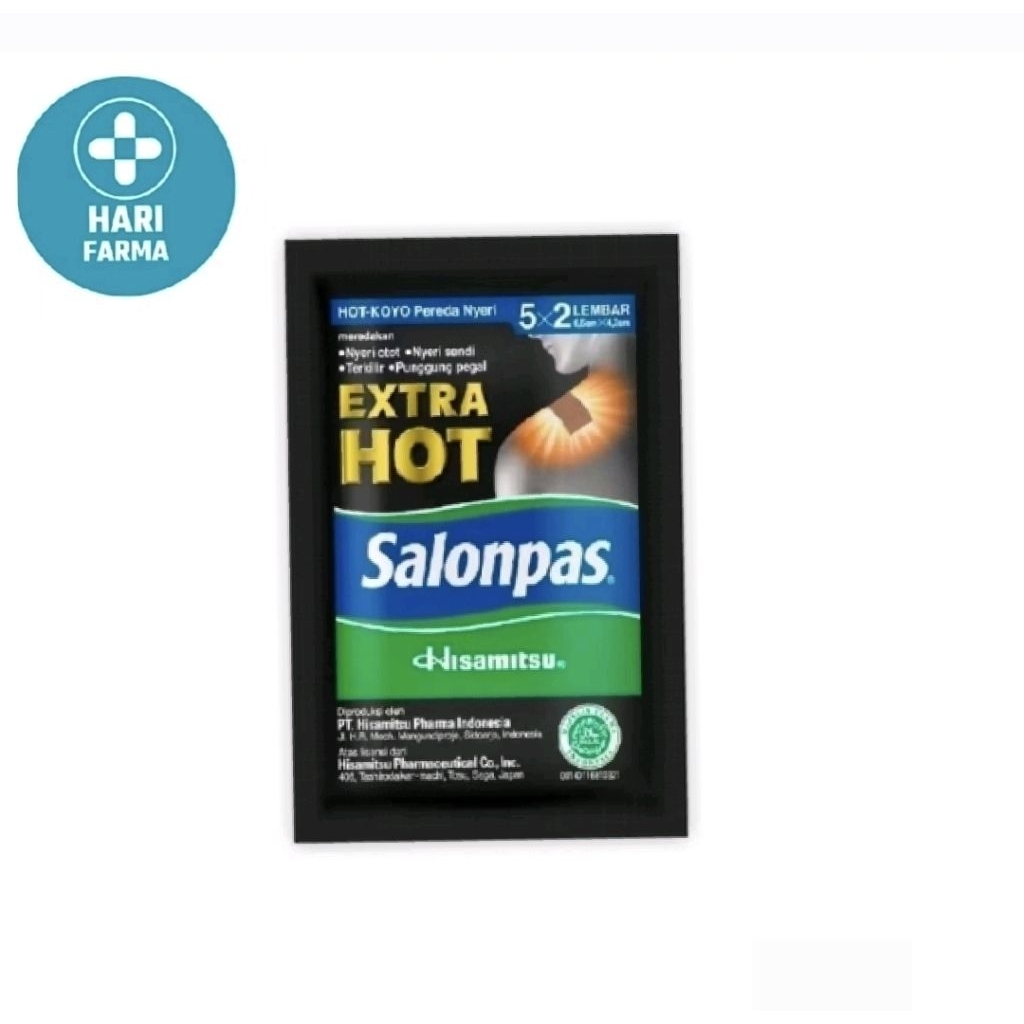 SALONPAS EXTRA HOT UKURAN 5X2 HITAM - 5 LEMBAR - NISAMITSU - PENGHILANG NYERI - PENYERAPAN CEPAT