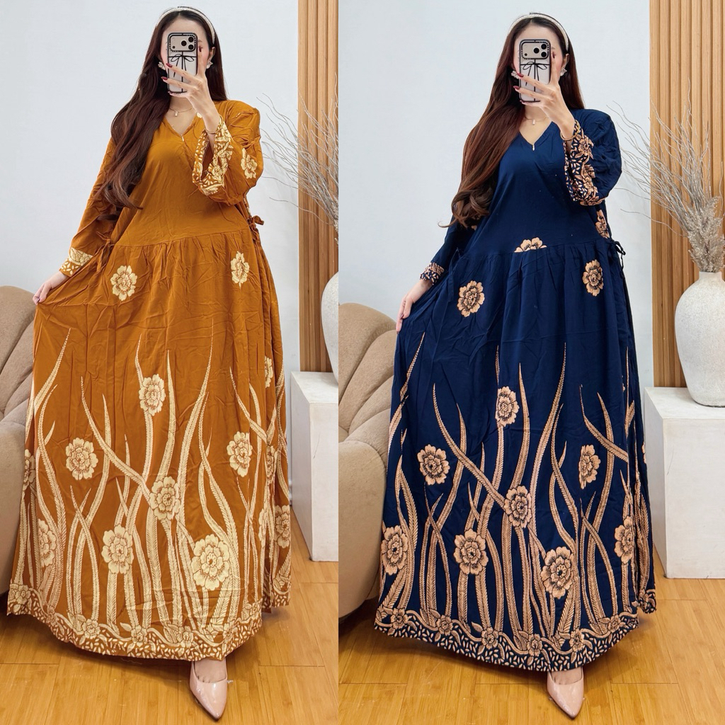 Dress Gamis Rayon Kimono Jumbo Ld 130 Cm - Gamis Kimono Resleting Busui Jumbo Bigsize