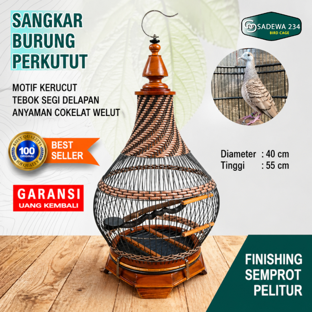 Sangkar burung perkutut sangkar Kutut tebok kayu