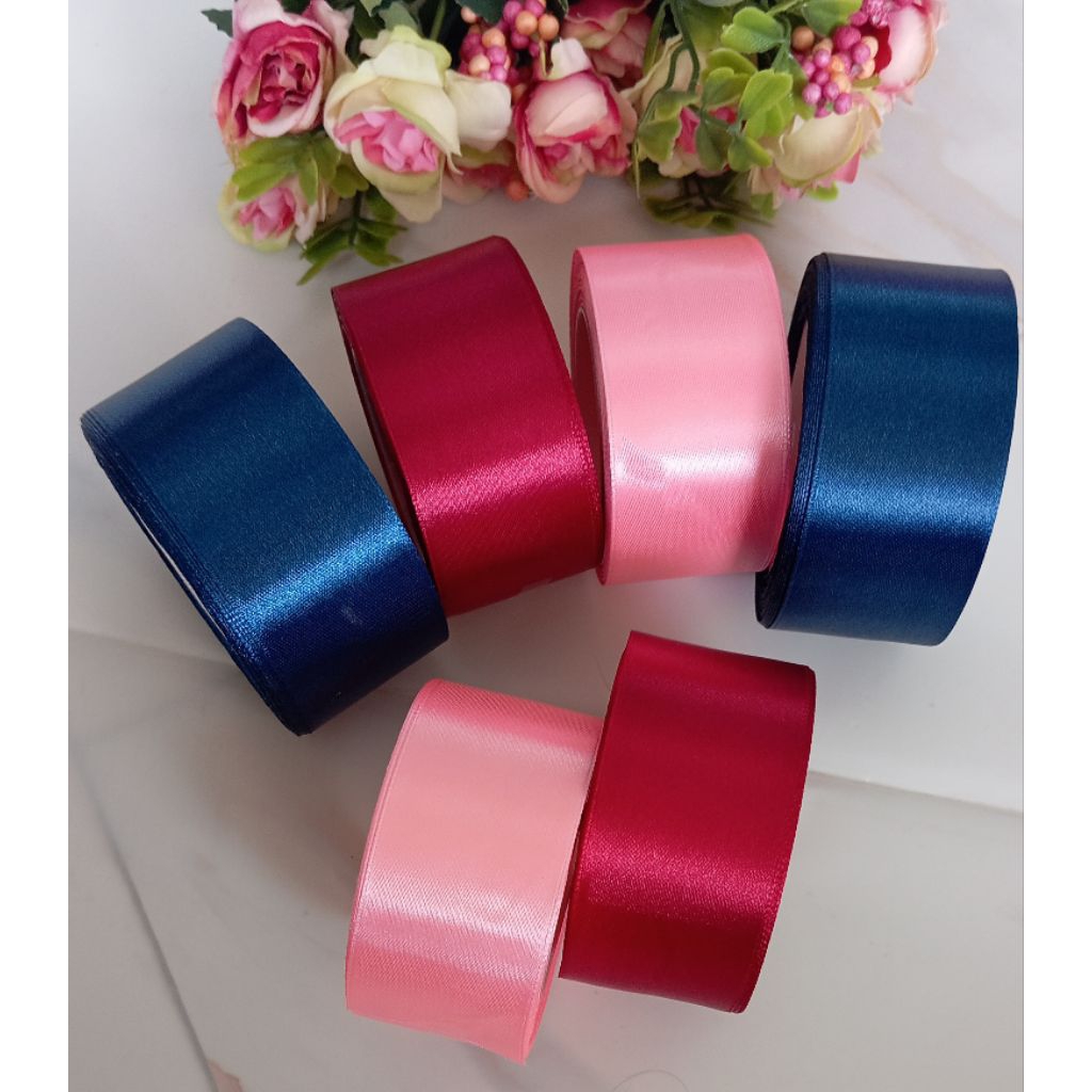 1 Roll Pita Satin 4cm Pita Satin  1,5 Inch Polos Ukuran 4cm