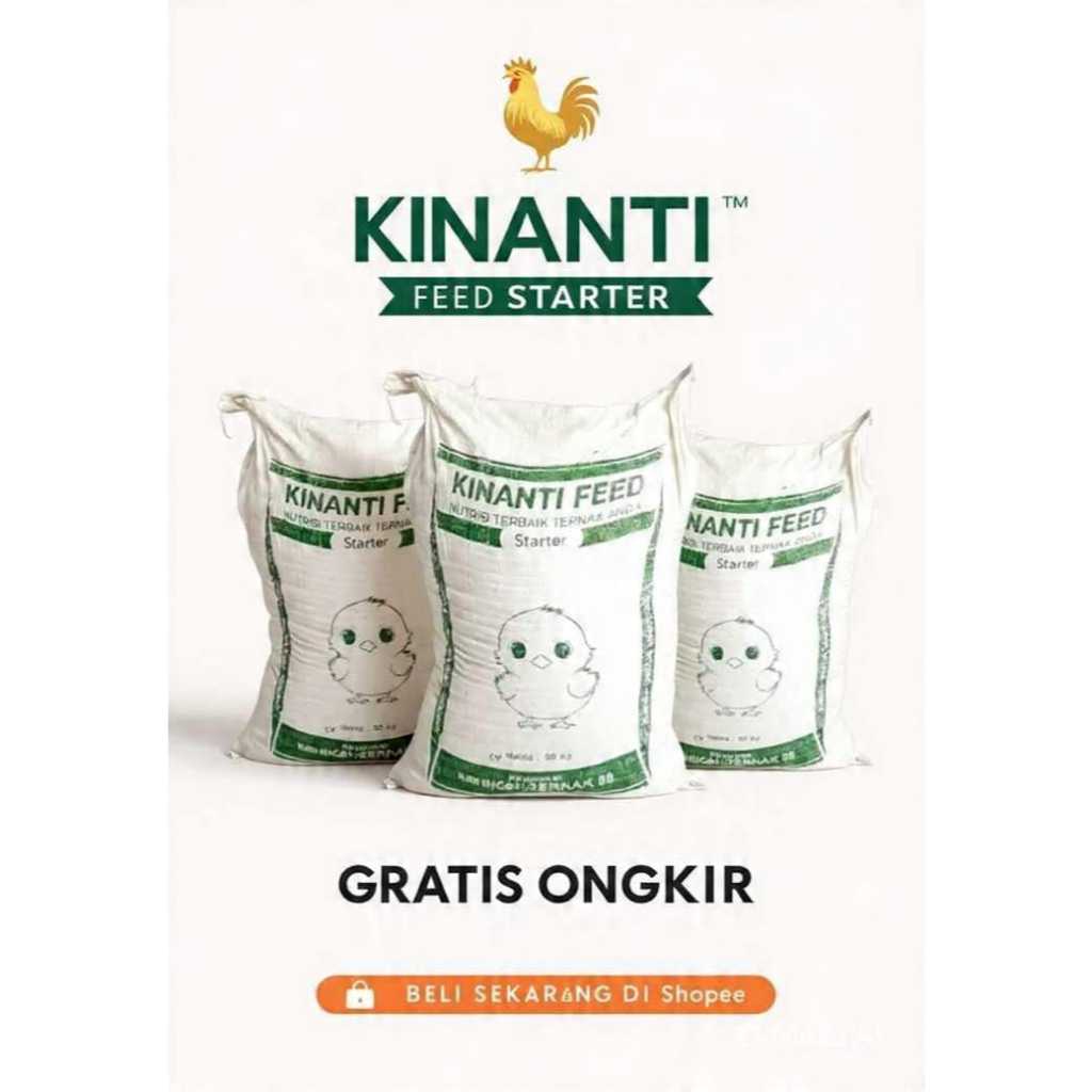 Pakan Anak Ayam Starter Kinanti Feed 25kg 50kg 100kg | DOC Ayam Kampung KUB | Protein Tinggi Pertumb