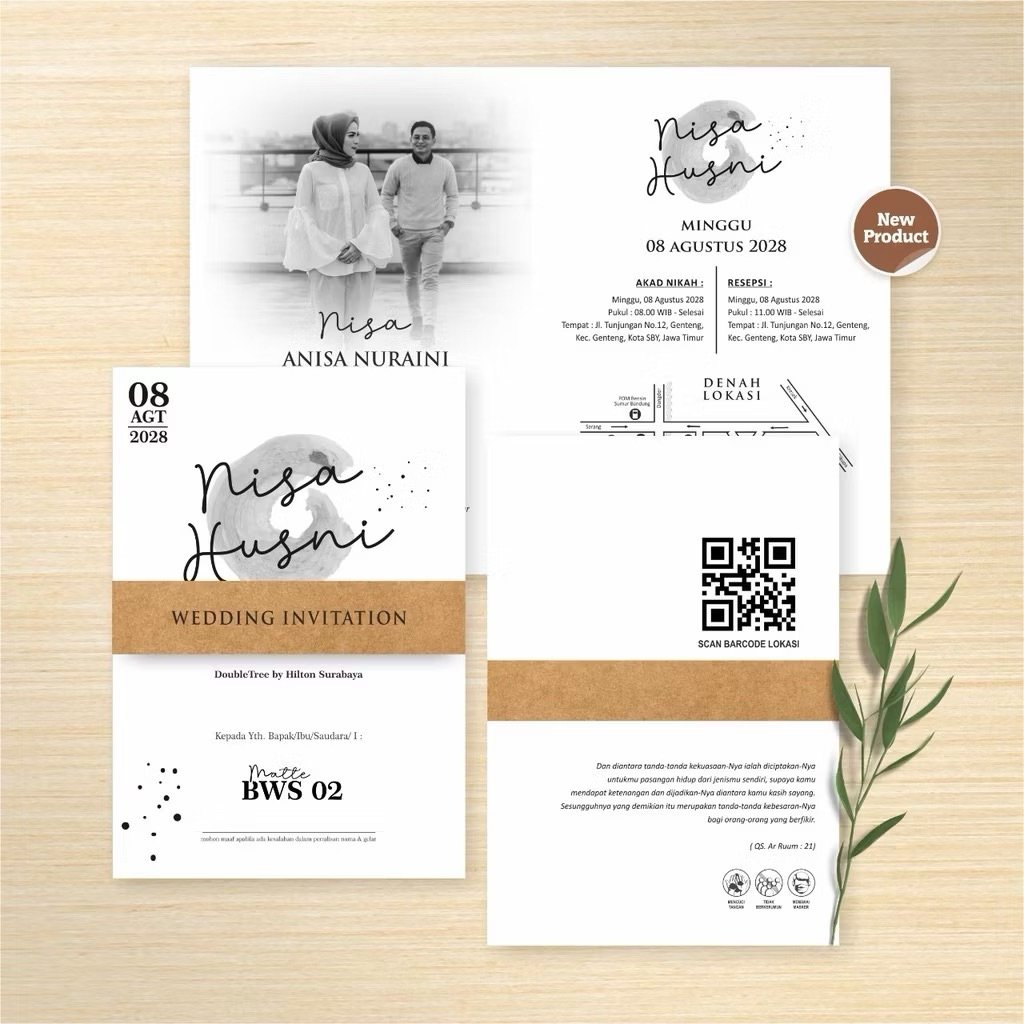 Cetak Undangan Sabuk Hitam Putih Softcover | Undangan Murah