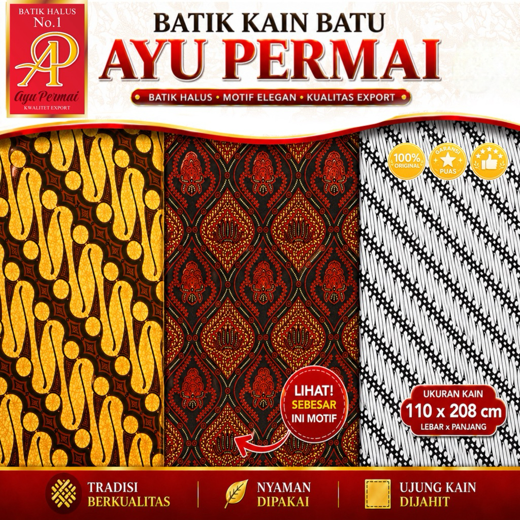 Kain Batik Ayu Permai Sogan Putih Jarik Samping Sarung Wanita Pria Motif Panjang Solo Pekalongan New