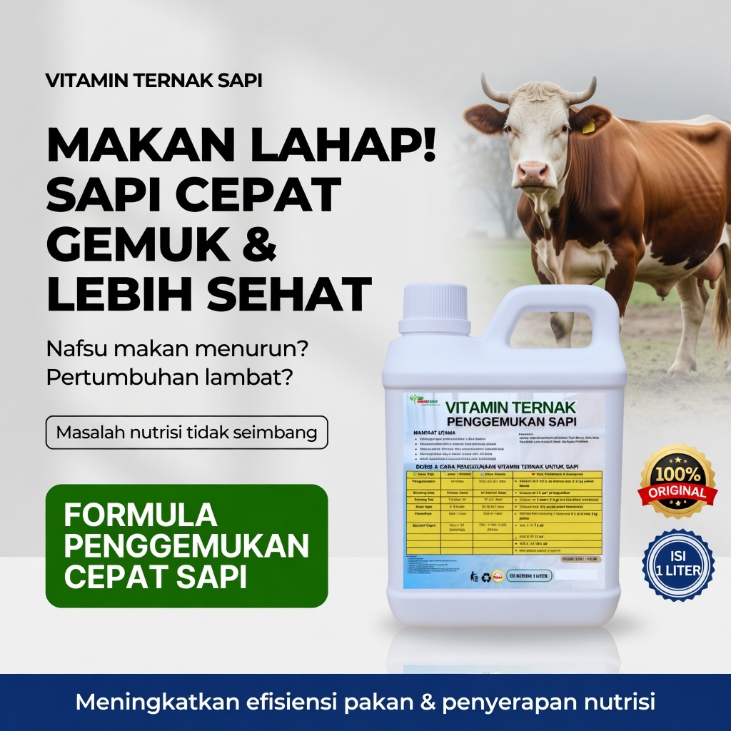 Vitamin Ternak Sapi Booster Penggemukan Cepat Gemuk Penambah Nafsu Makan Sapi