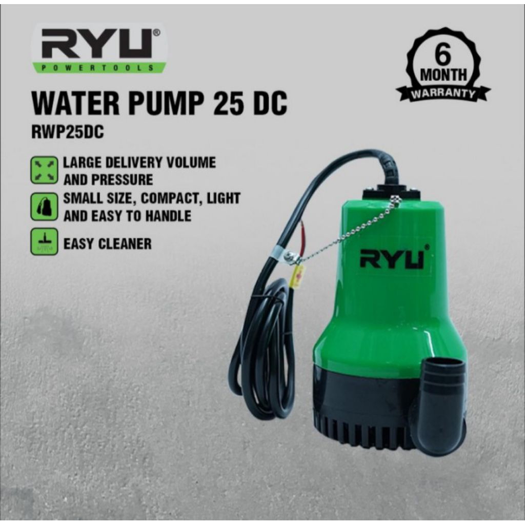 Ryu Mesin Pompa Air Celup 1 Inch Arus DC 12 Volt DC RWP25DC