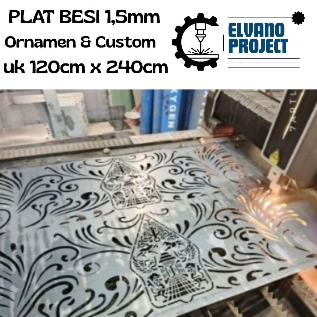 PLAT BESI LASER CUTTING 1.5mm Uk 120cm x 240 cm Ornamen & Custom
