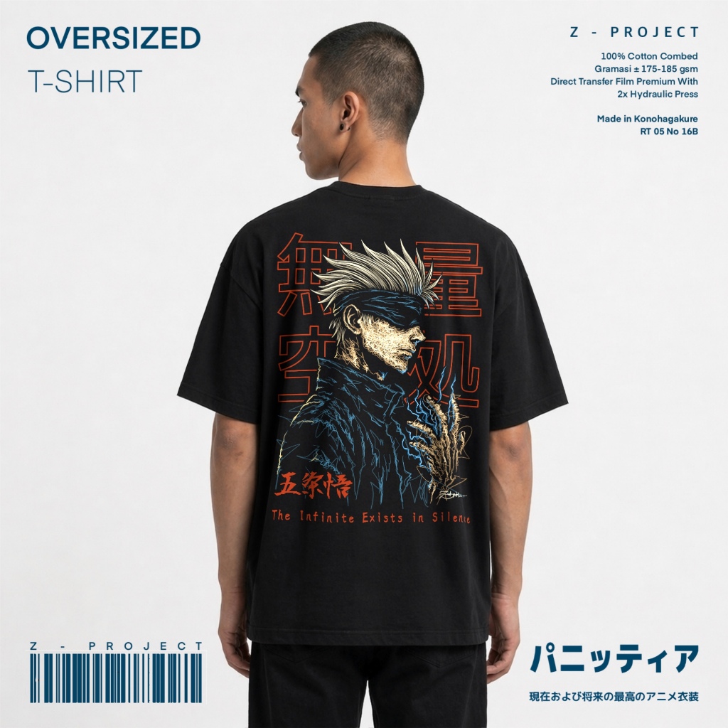 Zetproject | Gojo Satoru Kaos Anime Oversize Lengan Pendek