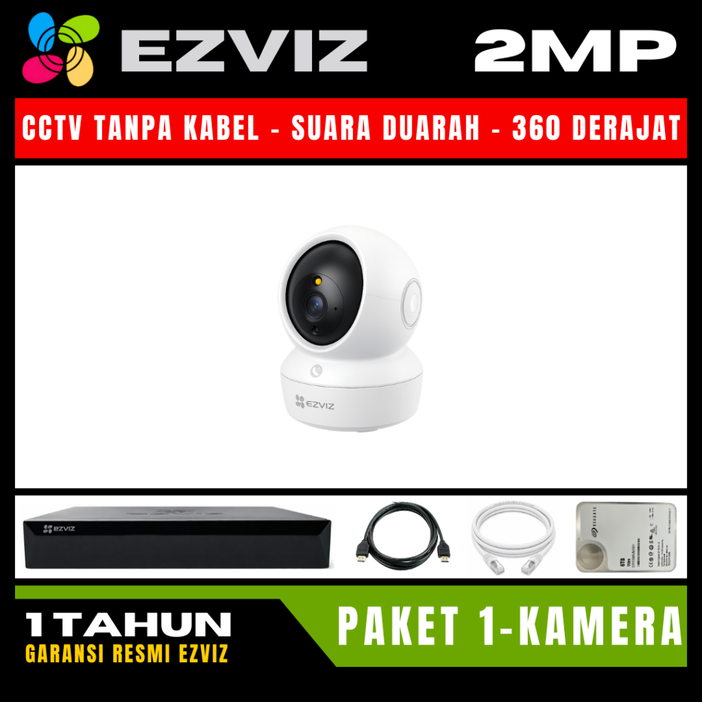 Paket CCTV EZVIZ 2MP 4 Channel 1 Kamera CCTV WIFI Camera Wireless Kamera Wifi