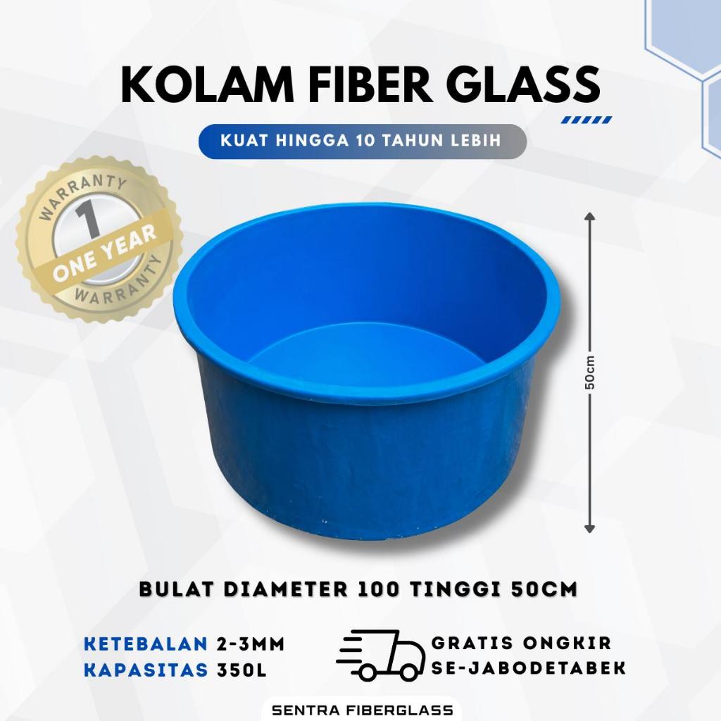 Bak fiberglass bulat | Kolam karantina | diameter 100cm tinggi 50cm - Biru