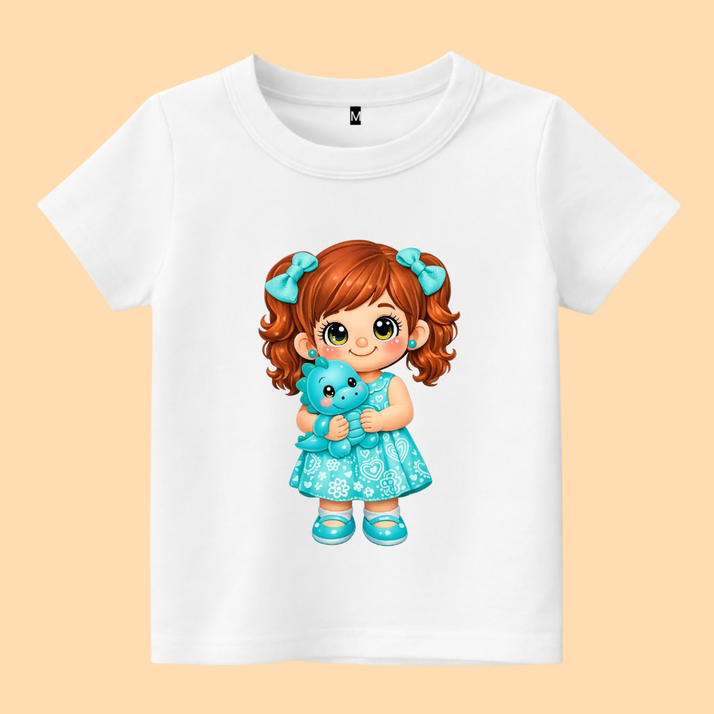 Baju Kaos Anak Gambar Anak kecil dan boneka naga