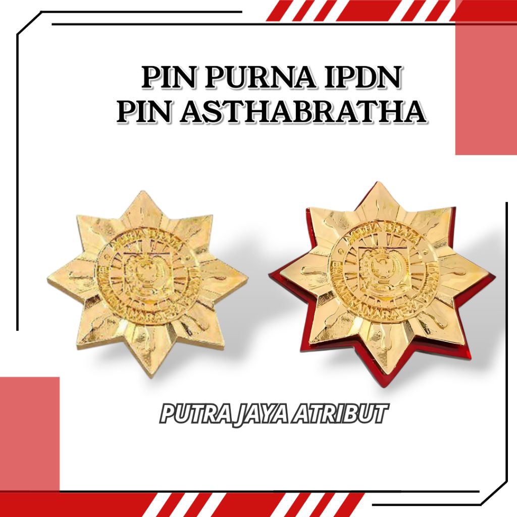 Pin Purna IPDN Asthabrata Emas Gold Magnet Paku Kancing Lencana Purnapraja Atribut Seragam Alumni Re