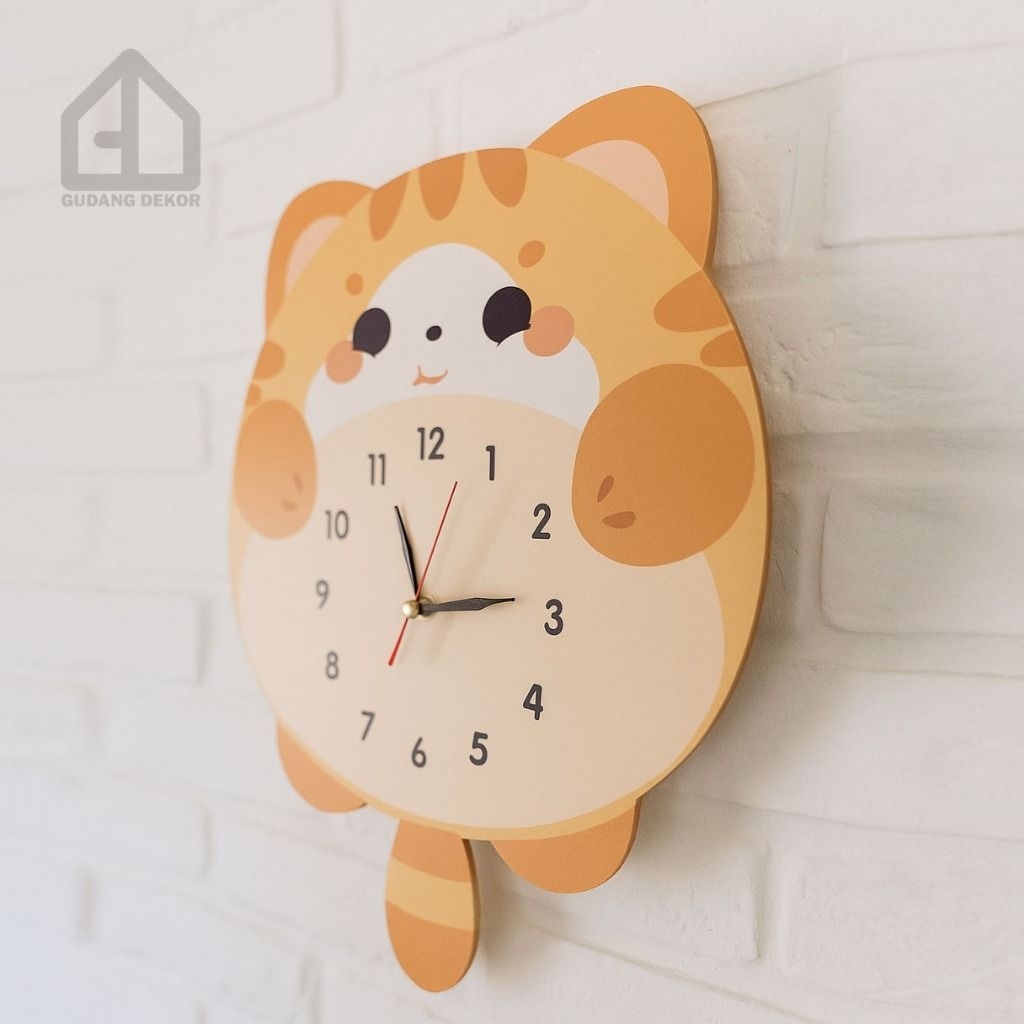 Jam Dinding Kucing Lucu Dekorasi Ruang Tamu | Jam Dinding Minimalis |  Jam Dinding Kartun Unik