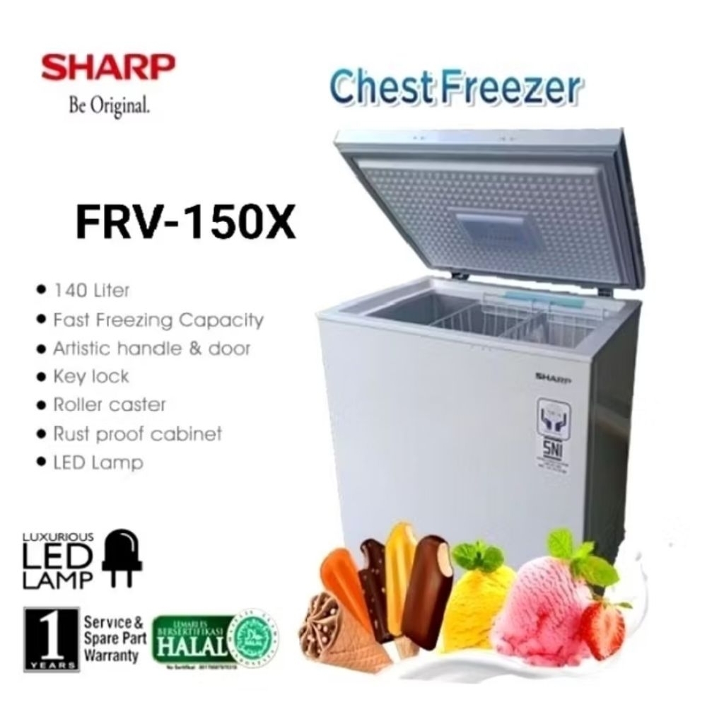 FREEZER BOX SHARP FRV150X KAPASITAS 140 LITER LAMPU/ PROMO