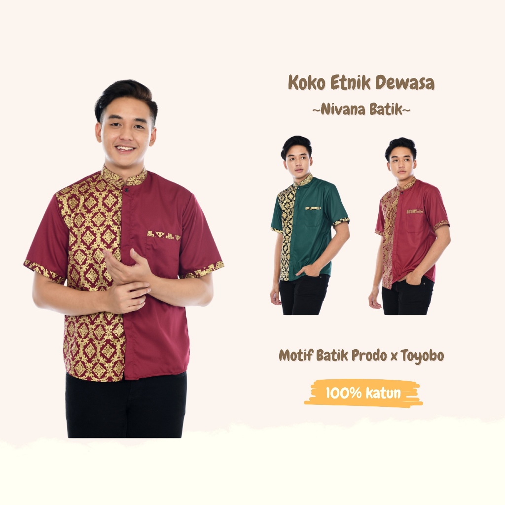 Baju Koko Pria Koko Batik ETNIK Kombinasi Baju Muslim