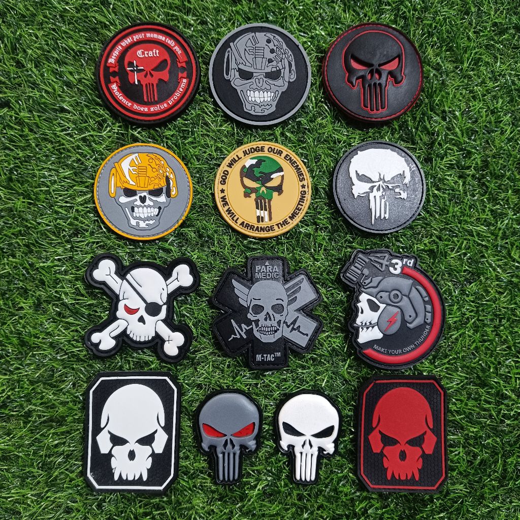 Patch Logo Tengkorak / Patch Tengkorak / Patch Rubber / Patch Perekat / Patch Polisi / Patch TNI