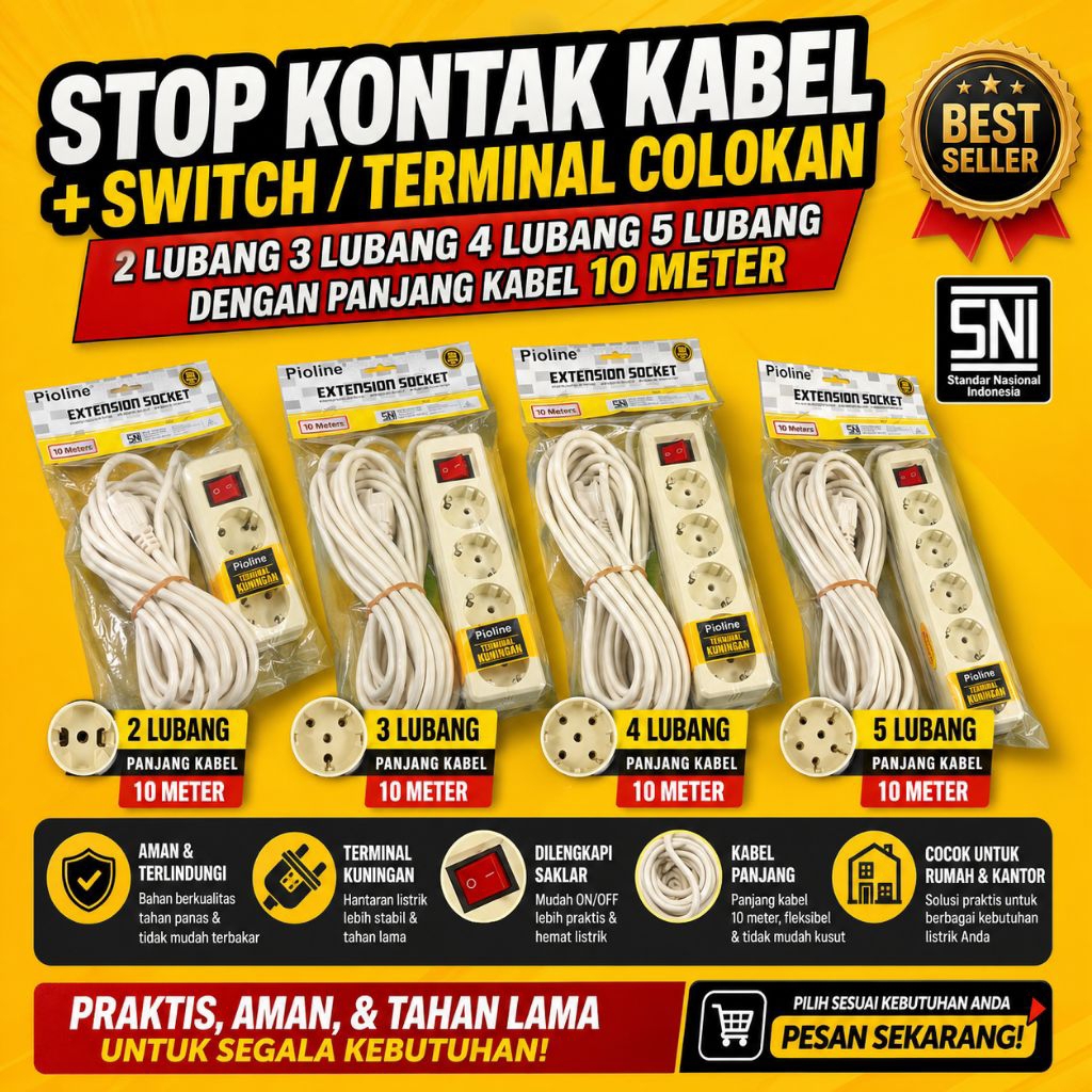 STOP KONTAK KABEL + SWITCH PIOLINE