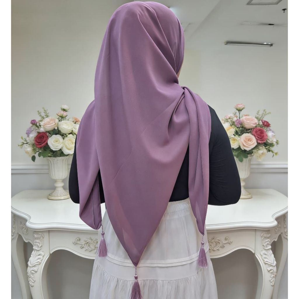HiJab Jilbab Kerudung SEGI EMPAT JUMBO   Syar'i Ceruti babydoll 130*130cm