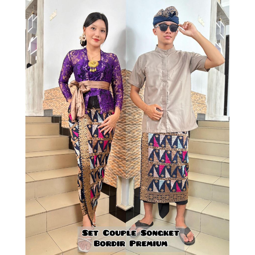 Set Kamen Couple Songket Bordir Premium