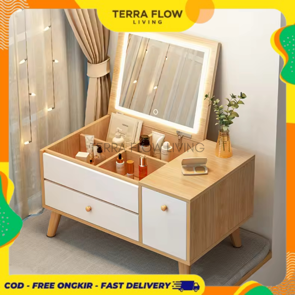 Meja Rias Lesehan LED Minimalis / Meja Rias Lesehan LED / Meja Lantai / Meja Kamar LED Lighting Dres