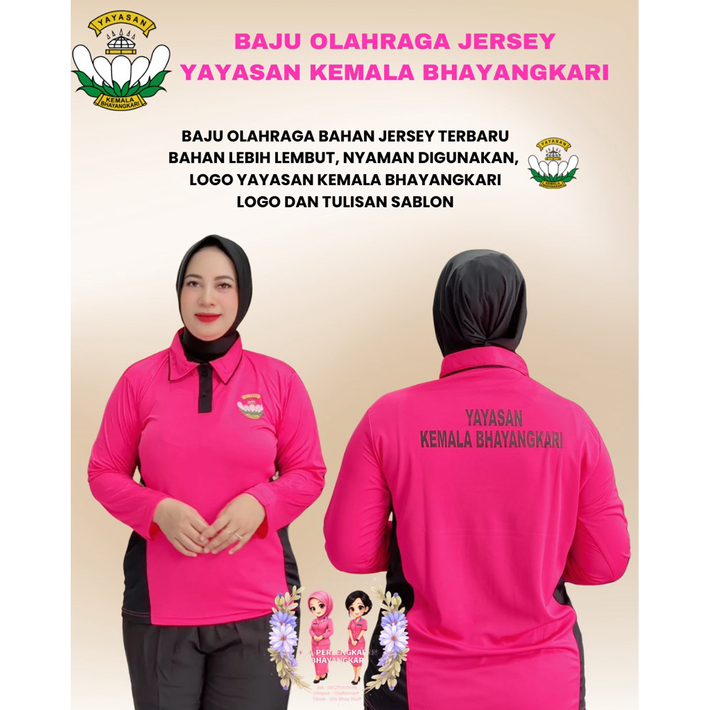 BAJU OLAHRAGA YKB BAHAN JERSEY(YAYASAN KEMALA BHAYANGKARI)