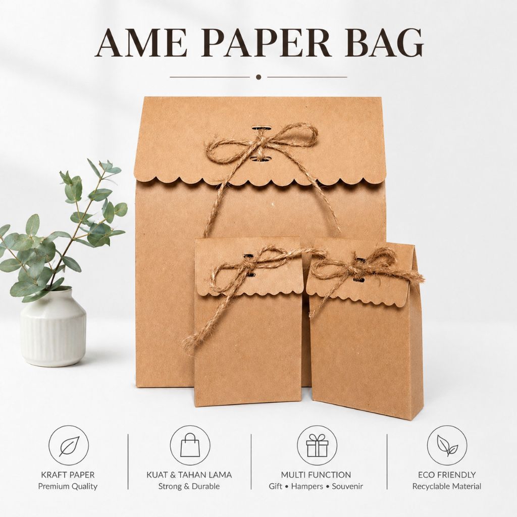 Paper Bag Kraft Premium Tali Serut | Paper bag Rakit Tebal Tali Rustic | Box Souvenir Kraft | Gift B