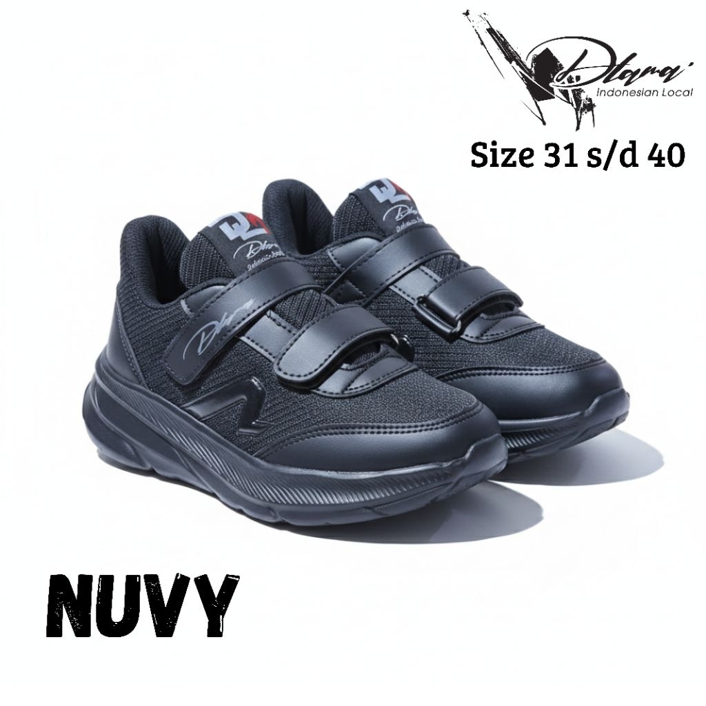 Sepatu Sekolah Anak Velcro Hitam