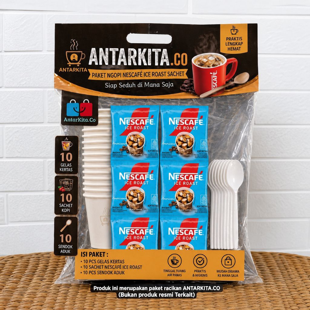 Nescafe Ice Roast Siap Seduh Dapat Kopi+Cangkir+Sendok 10Pcs - AntarKita.Co