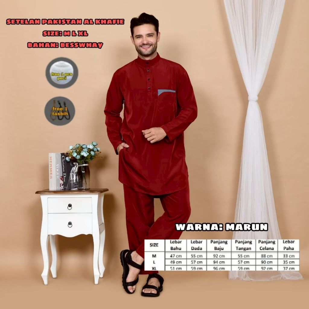 Setelan Koko Alkahfie, Setelan Koko Pria Dewasa, Setelan Baju Muslim Pria Dewasa, Setelan Muslim, Se