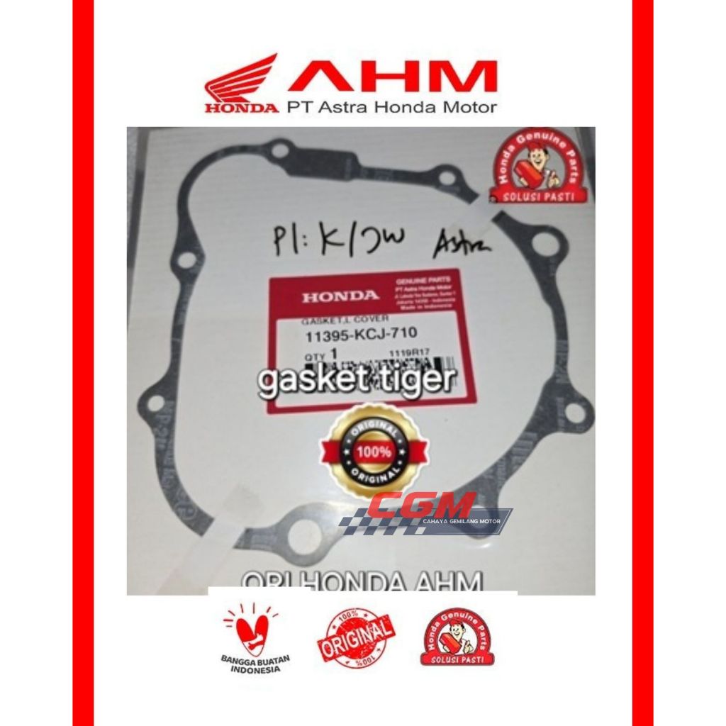 11395 kcj 710 gasket L cover, perpak magnet tiger ori honda ahm