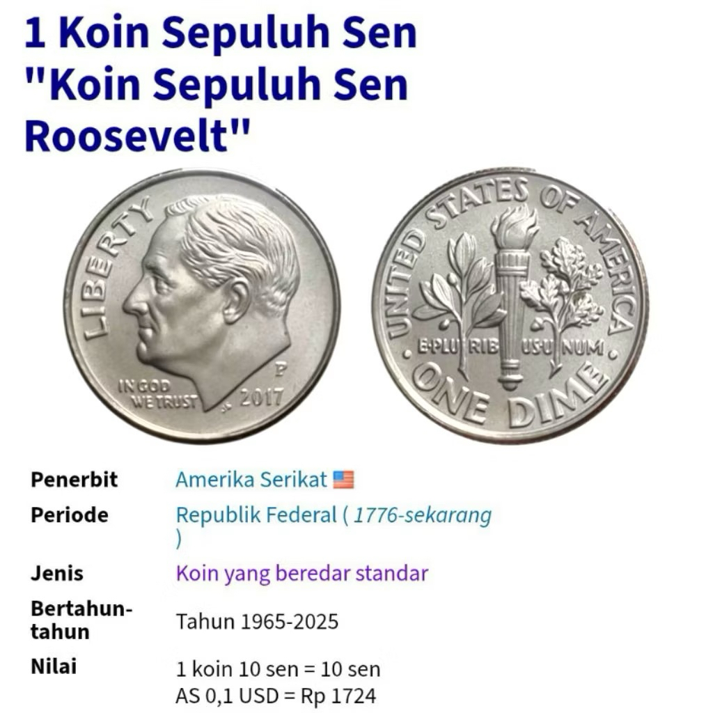 Koin One Dime US Liberty Koin Nikel Silver Ondime Ori