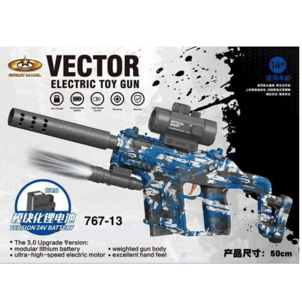 VECTOR TOYGUN Mainan Tembakan Anak Kriss Vector elektrik op 7.4v otomatis Ada Senter