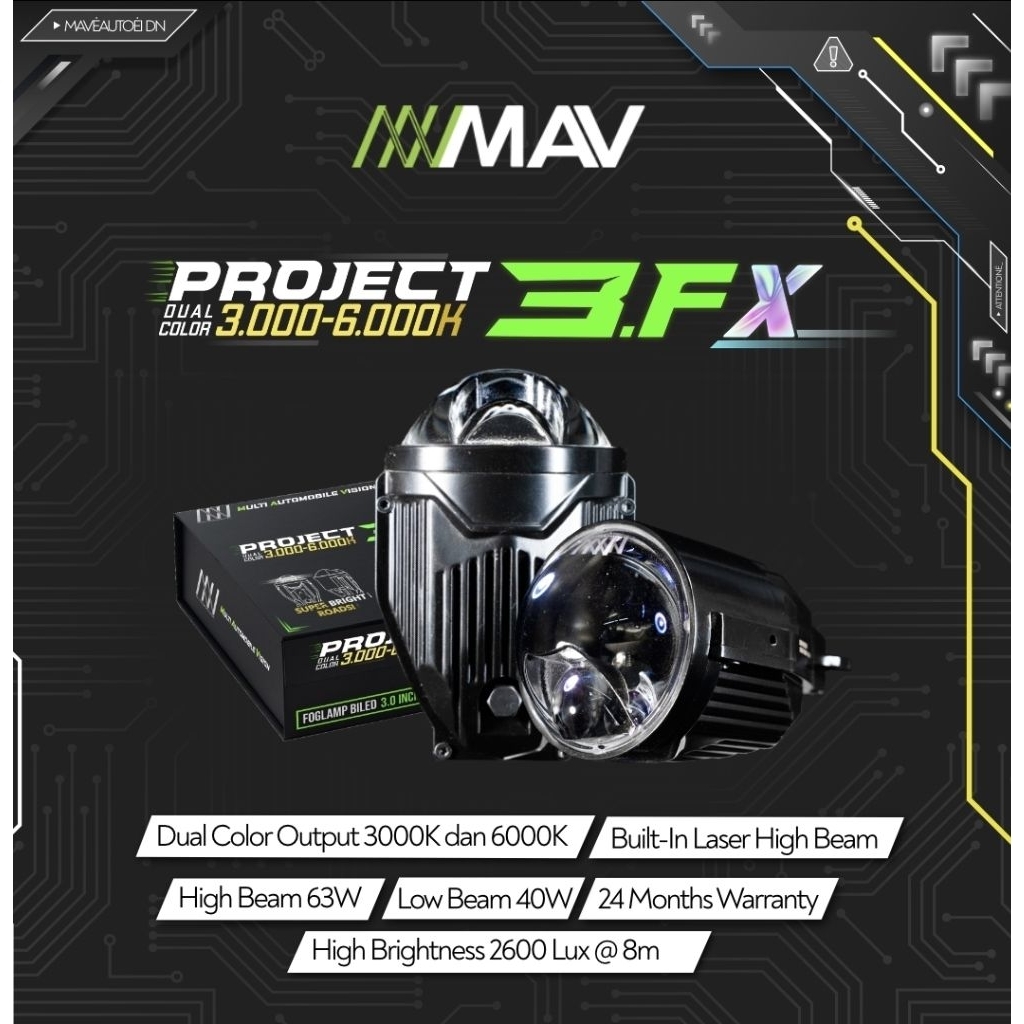 Foglamp projector Biled MAV 3” 3 warna
