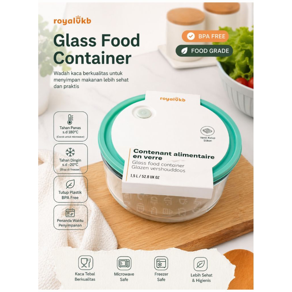 ROYALVKB Food container bulat 1.5 L