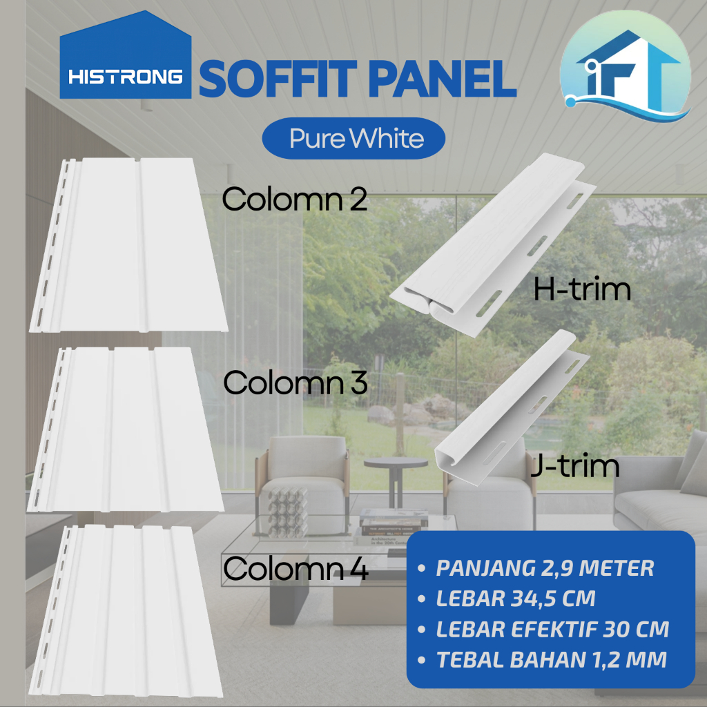Soffit Panel By Histrong PVC Plafon Dinding  Indoor Outdoor Plafond Wall Panel Pure White