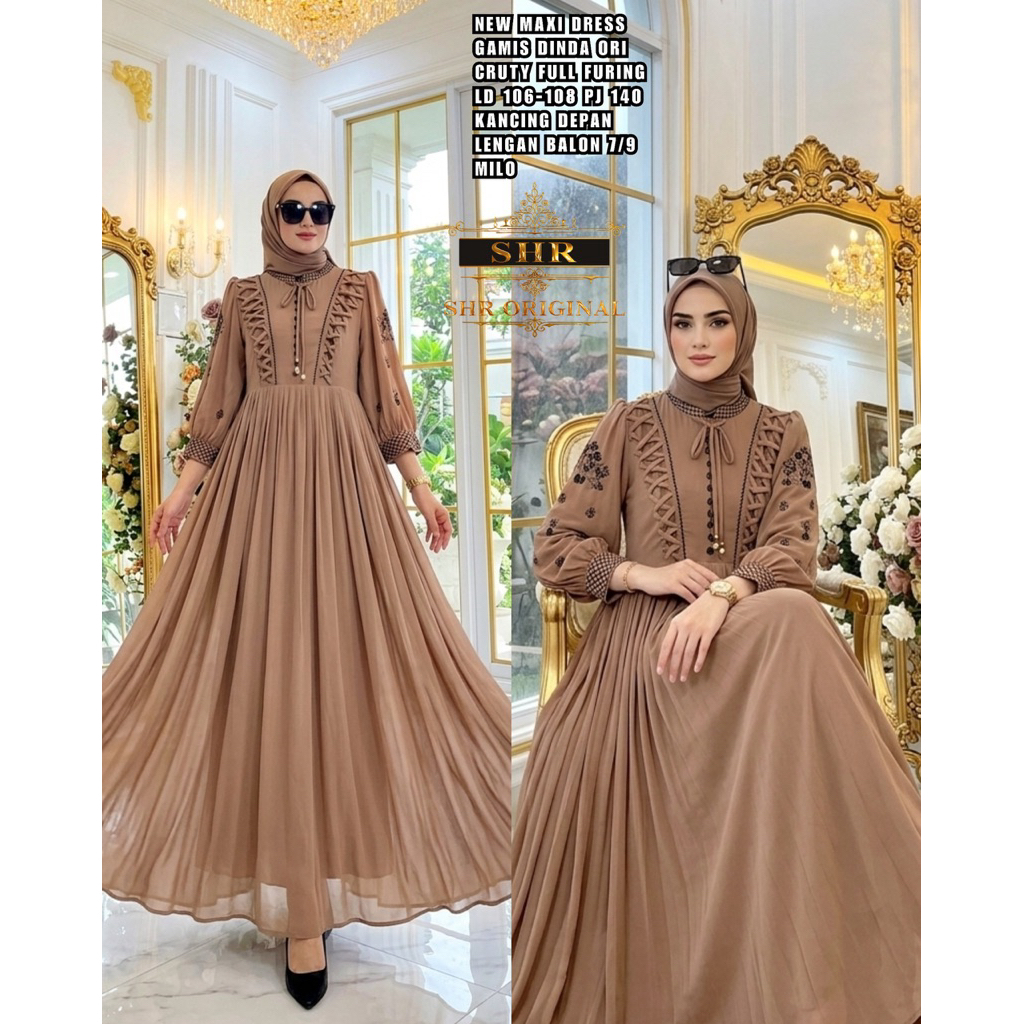 “BY SHR NEW” READYY MAXI DRESS IKATAN CINTA CERUTY BORDIR BY SHR //GAMIS SHR ORI// GAMIS CANTIK VIRA