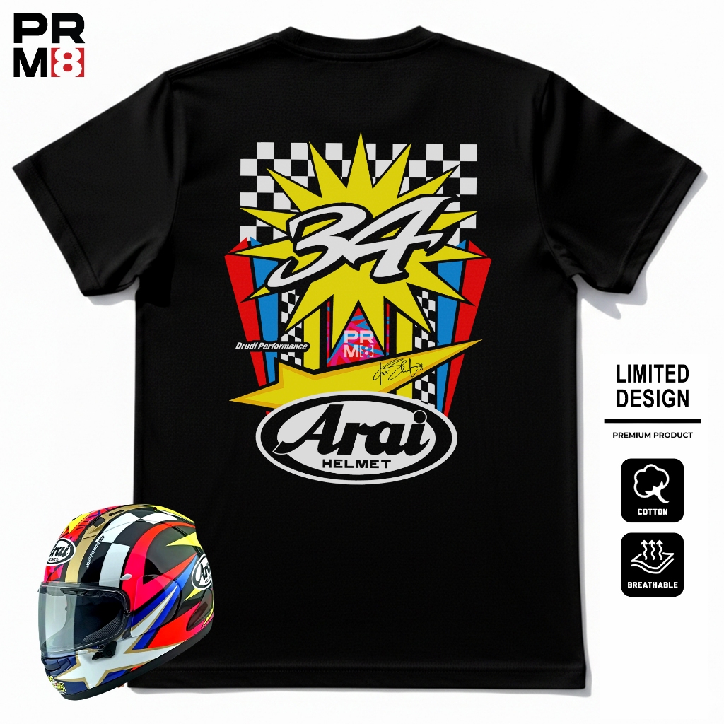 PRM8 - Kaos Premium Pria Wanita Bahan Combed 24s Tshirt Motor Racing Unisex Baju Lengan Pendek Pakai