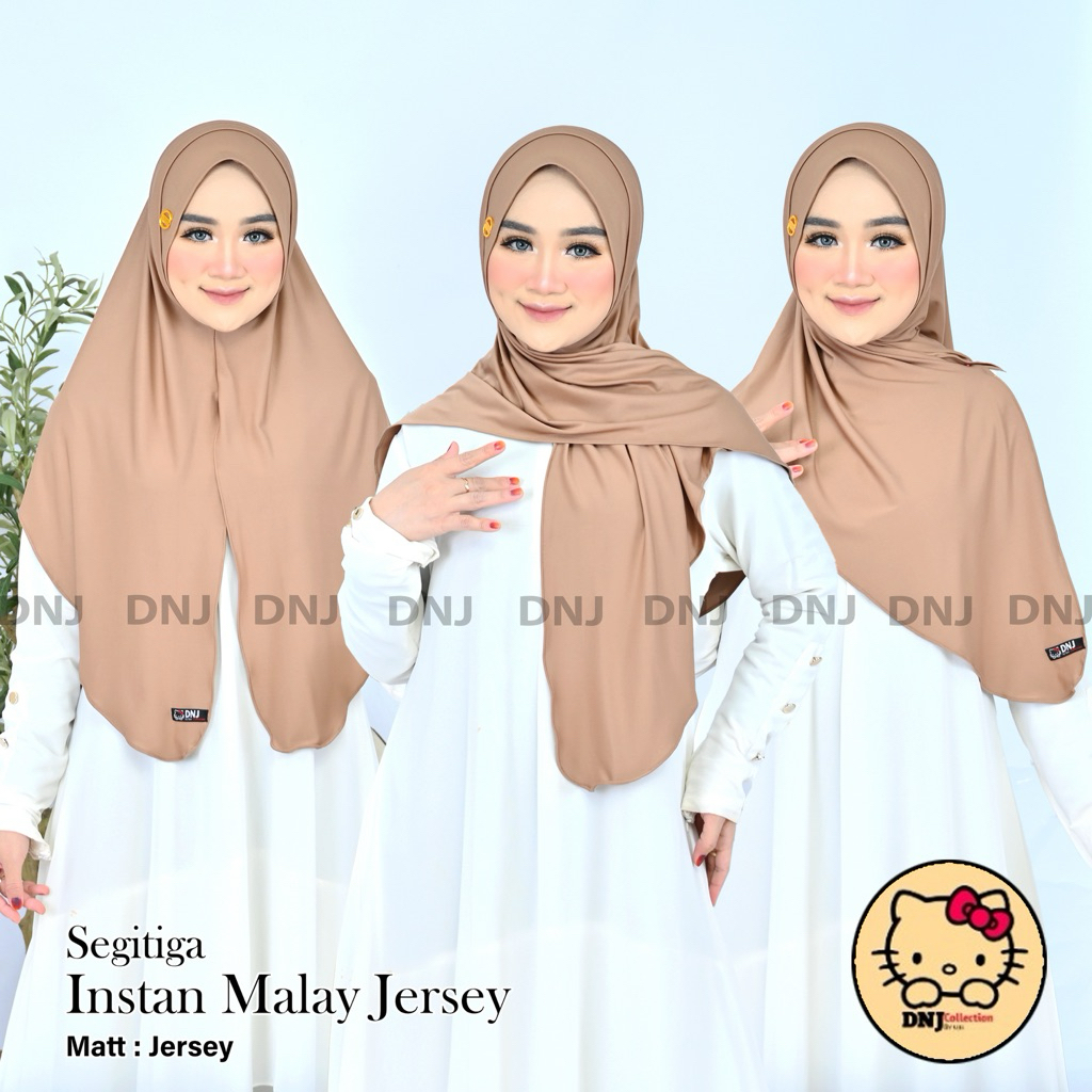 hijab segitiga instan non ped/kerudung segitiga instan terbaru DNJ/bergo instan segitiga malay acril
