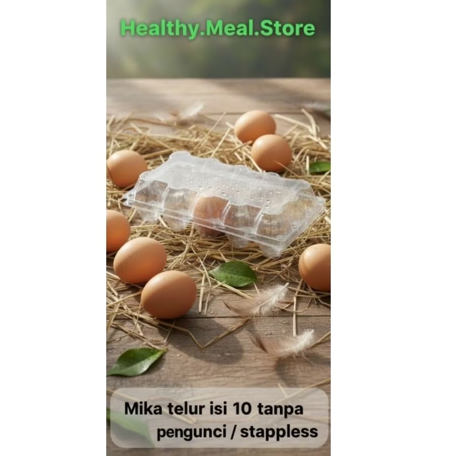 Mika telur isi 10 butir TANPA PENGUNCI /Stappless, wadah telur ayam/bebek/asin