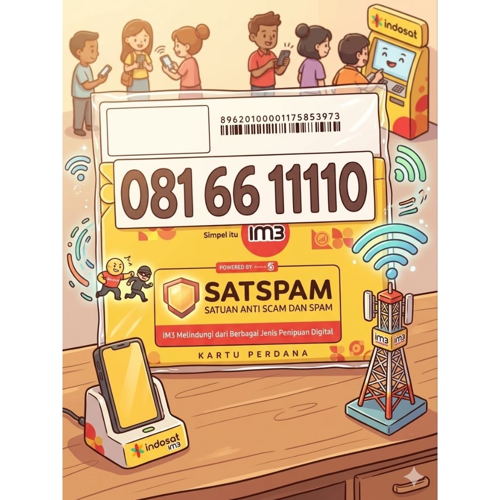 Kartu Perdana Cantik Indosat 10 Digit Prabayar Seri Cantik Minimalis