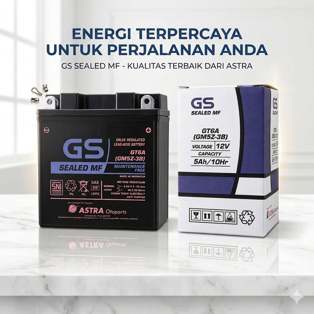 Aki Kering Motor GS ASTRA SEALED MF GT6A GM5Z3B  12V 5Ah/10Hr BEAT VARIO SCOOPY MIO JUPITER VEGA VAR