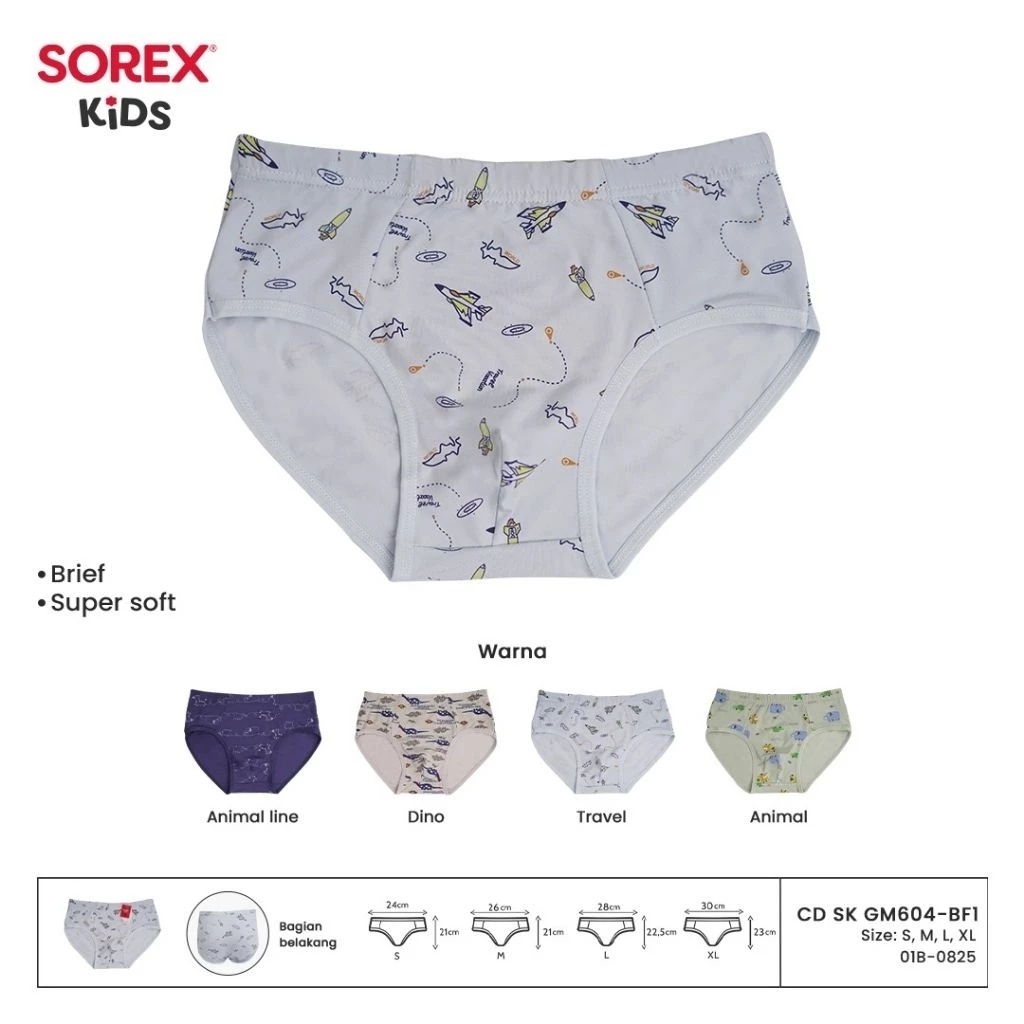 [ 6pcs ] Cd Celana Dalam Anak Cowok Segitiga Sorex GM 604 Supersoft Grosir