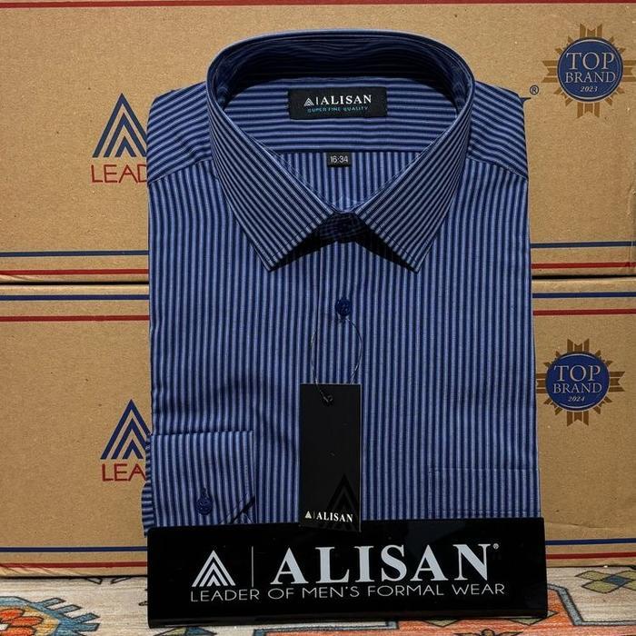 TERBARU.. Kemeja Alisan Salur Garis Reguler Lengan Panjang