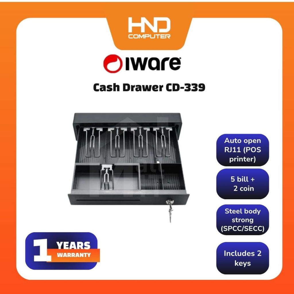 IWARE LACI KASIR UANG CD339 CASH DRAWER CD-339 RJ11