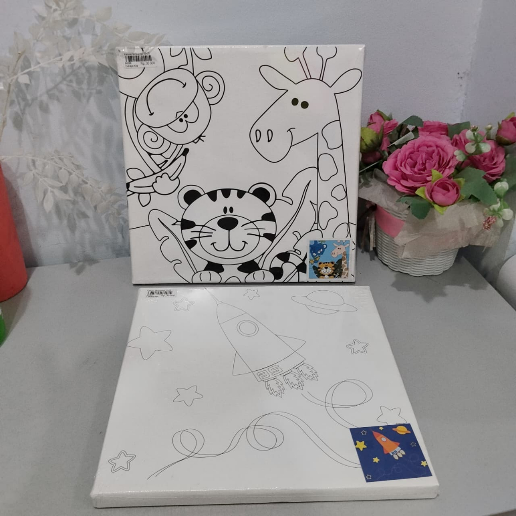Kanvas Lukis Sketsa 25x25/Kanvas gambar murah lucu
