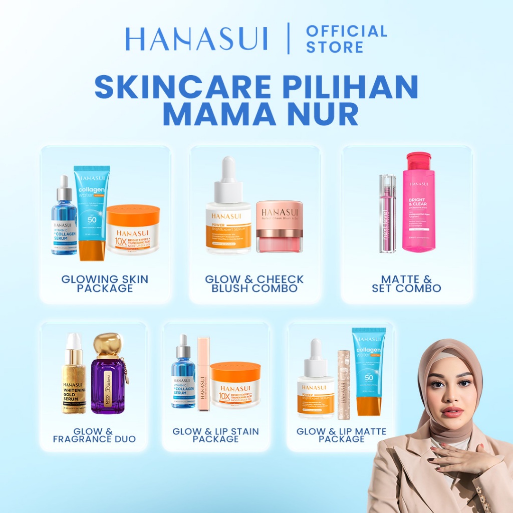 Hanasui Skincare Pilihan Mama Nur - Hanasui Skin Care Package Serum Moisturizer Gel Niacinamide Tran
