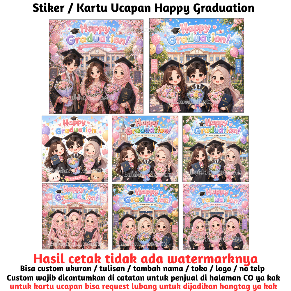Label Sticker Stiker Kartu Ucapan Topper Hangtag Happy Graduation label kemasan selamat wisuda dekor