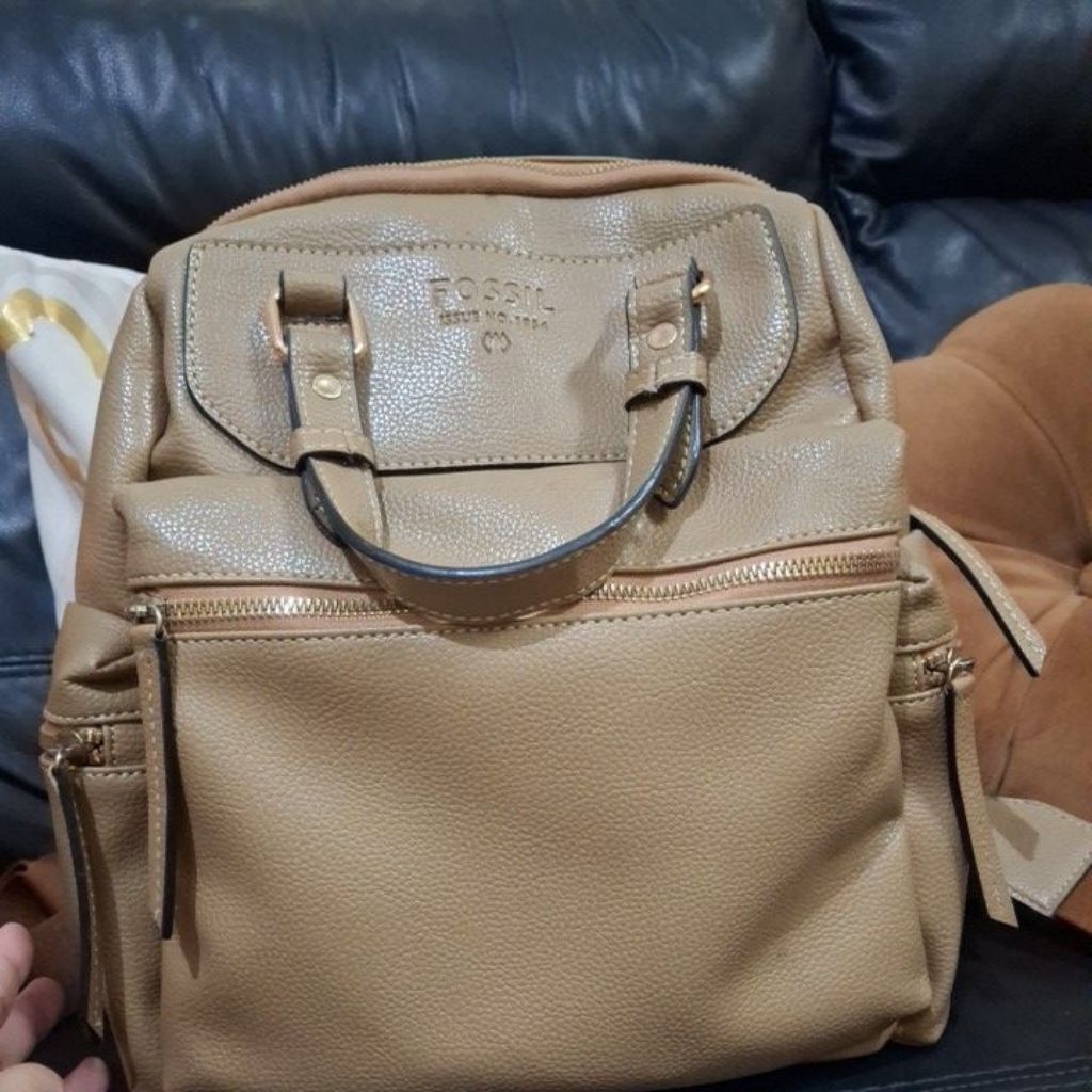 Tas Ransel Kulit Jeruk Premium, Khaki